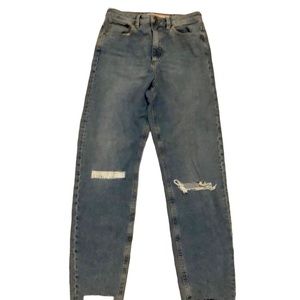 Asos light blue distressed denim mom jeans